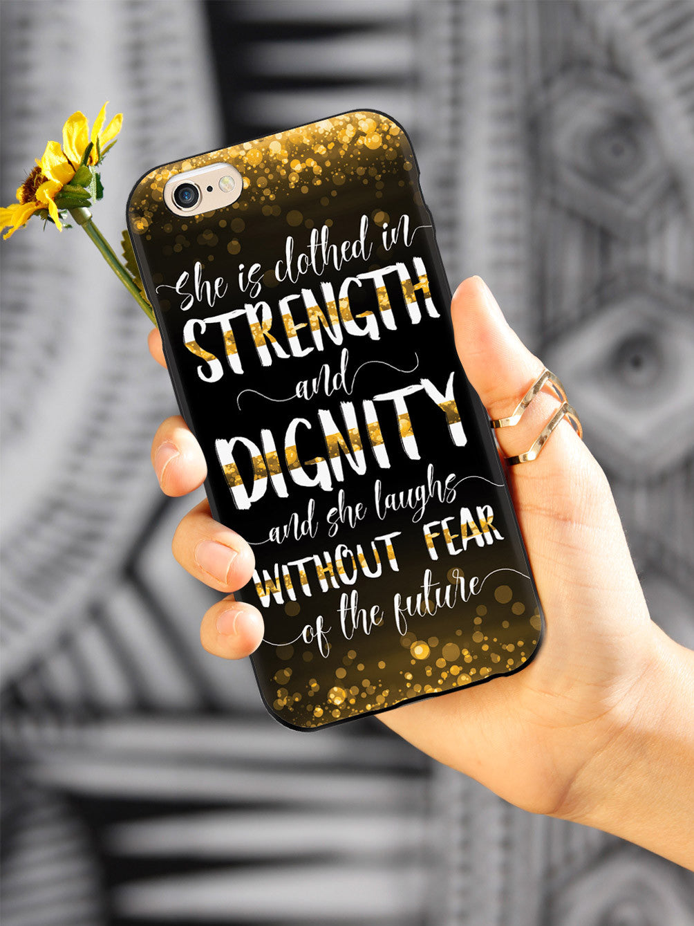 She Is Clothed in Strength and Dignity - Thin Gold Line Case