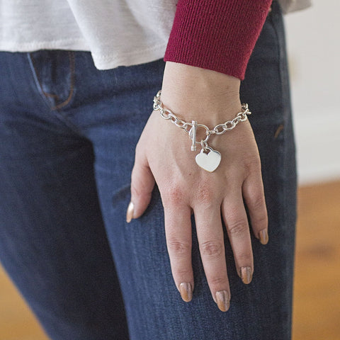 Silver Heart Tag Bracelet
