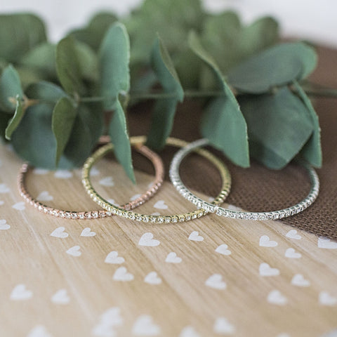 Crystal Bangle Set in Gold, Rose Gold and Silver