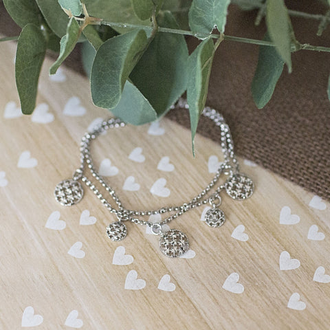 .925 Sterling Silver Filigree Dangle Charm Bracelet