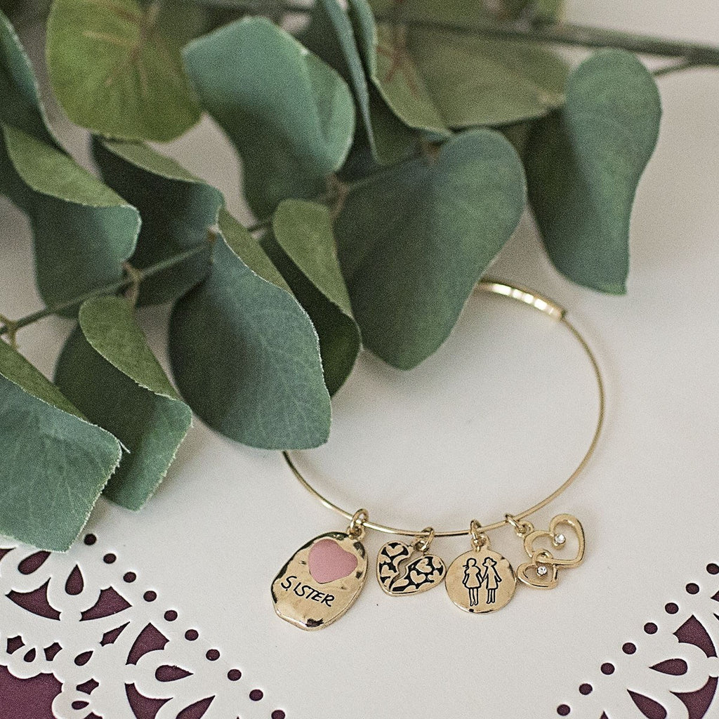Gold Sister Wire Bangle Bracelet
