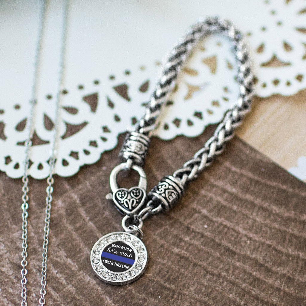 Police Wife Pave Heart Charm Jewelry Collection