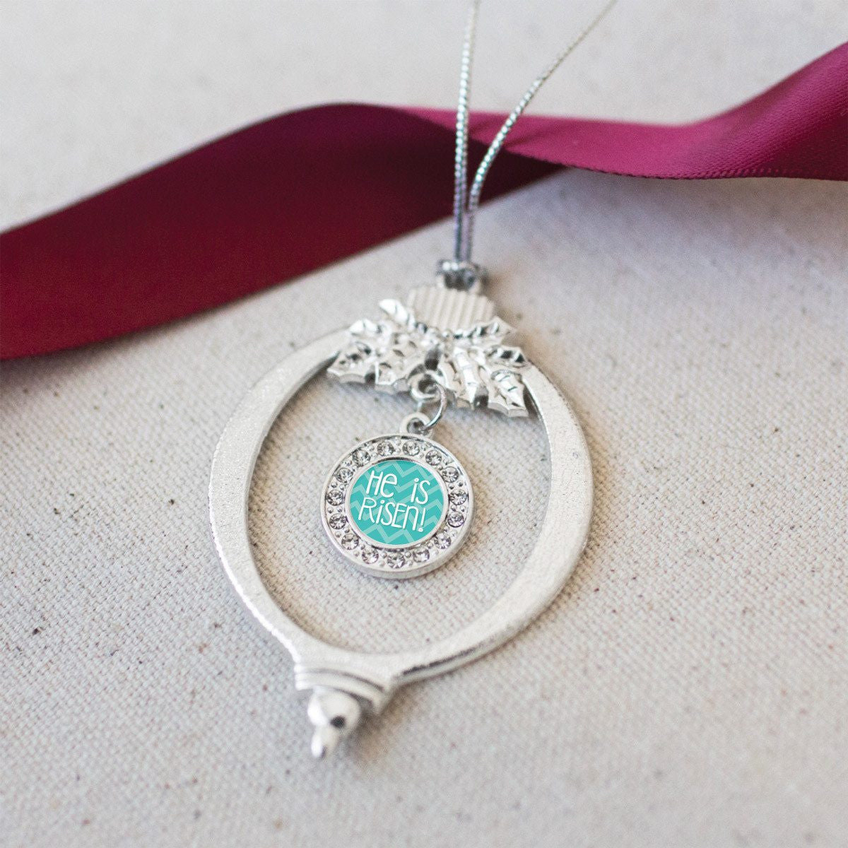 He is Risen Teal Chevron Charm Jewelry Collection
