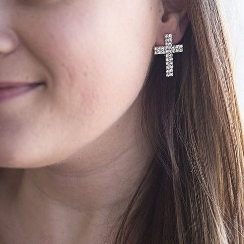 Sparkling Cross Stud Earrings
