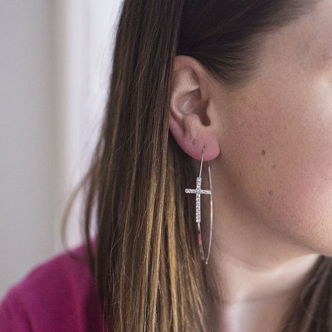 Sparkling Silver Christian Fish Dangle Earrings