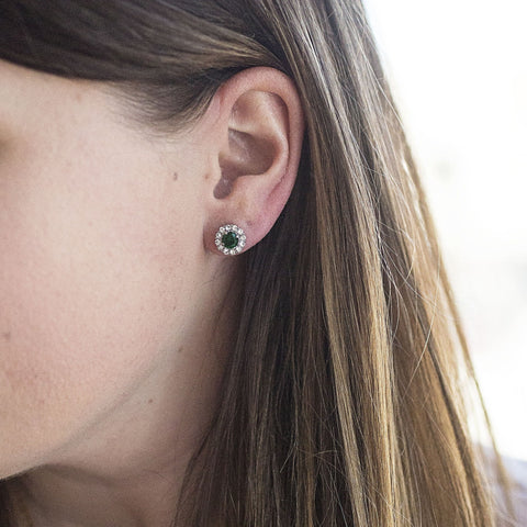 Emerald Sparkle Stud Earrings