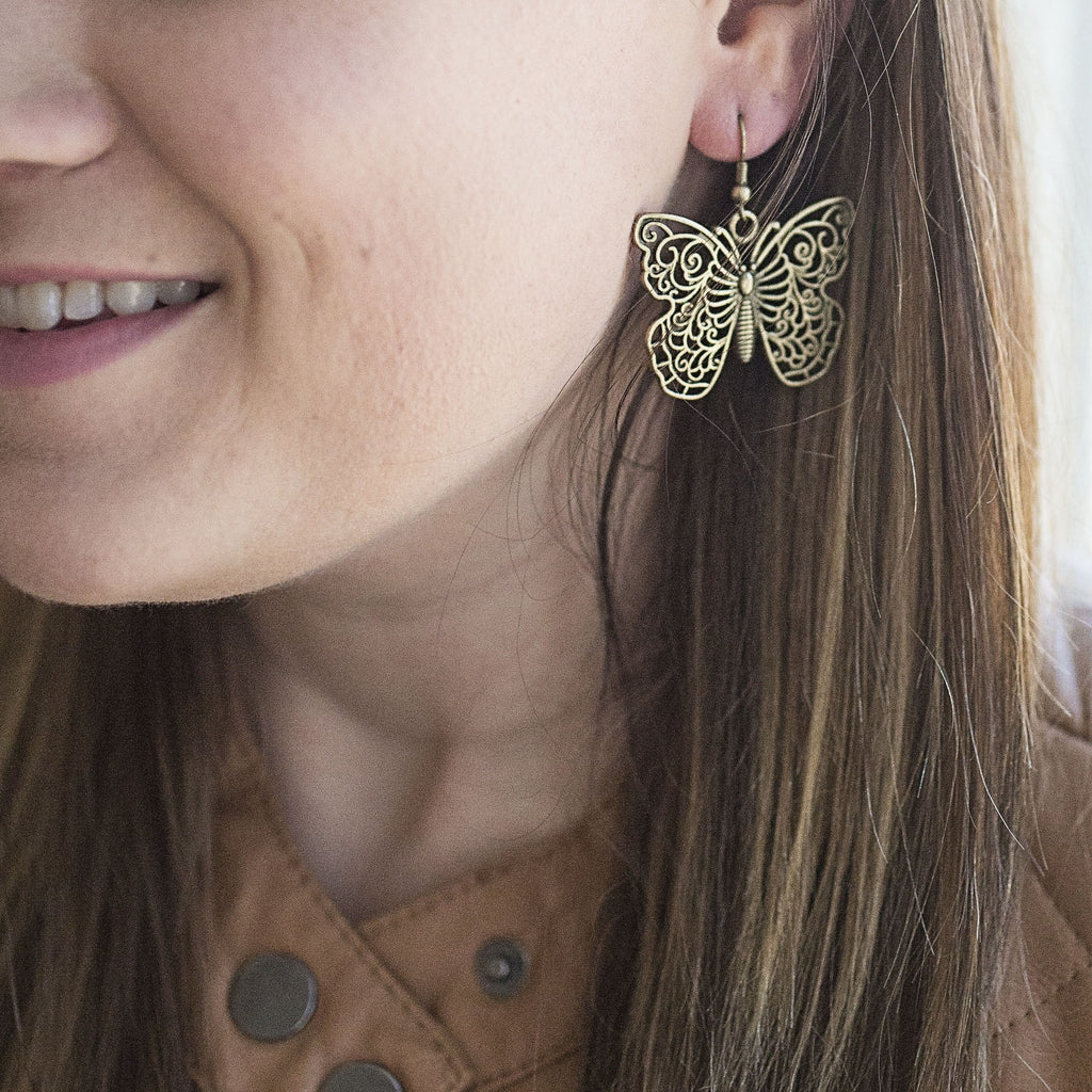 1.7 inch Wings Of A Butterfly Dangle Earrings