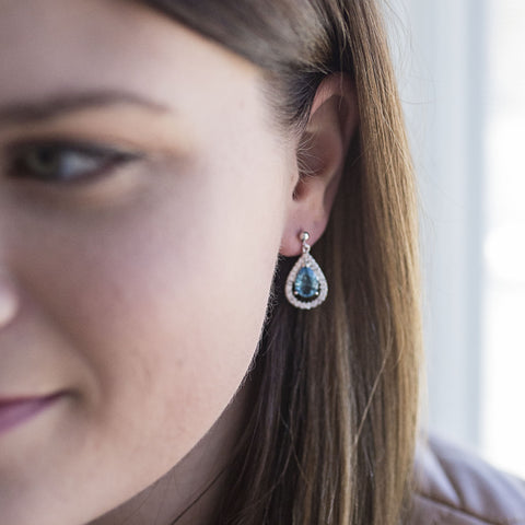 Sparkling Aqua Dangle Earrings