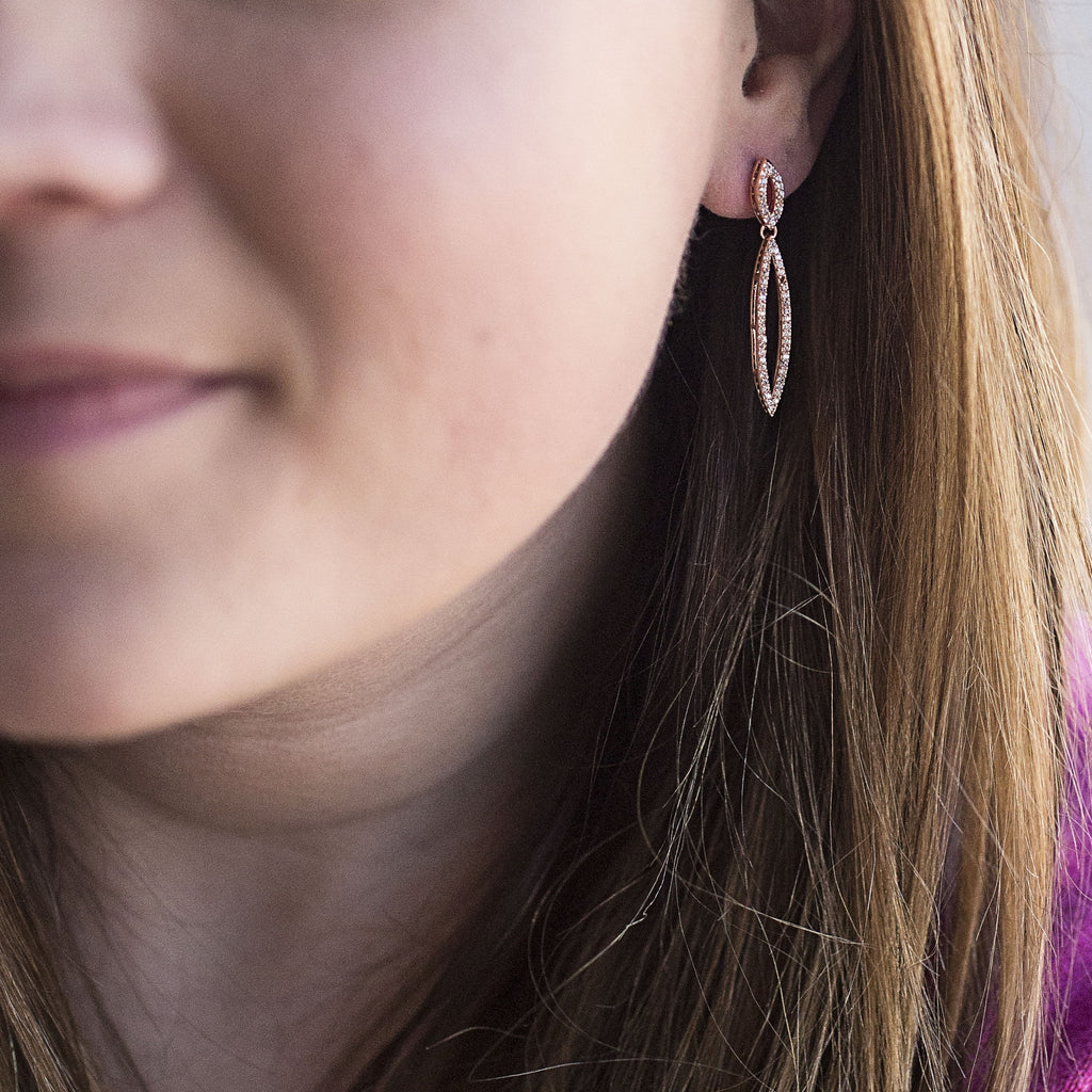 Rose Gold Open Marquise Dangle Earrings