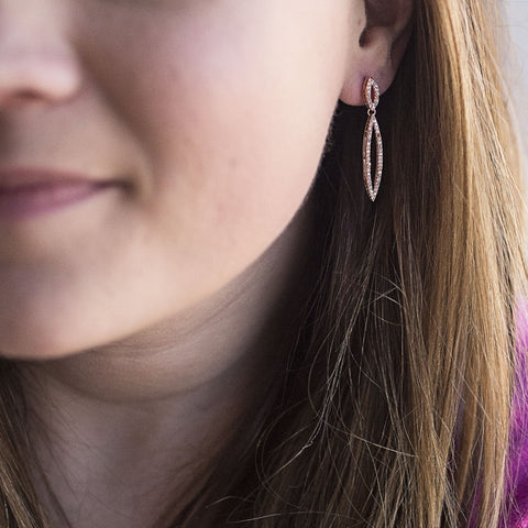 Rose Gold Open Marquise Dangle Earrings