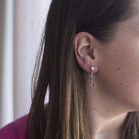 Rose Gold Double Teardrop Dangle Earrings