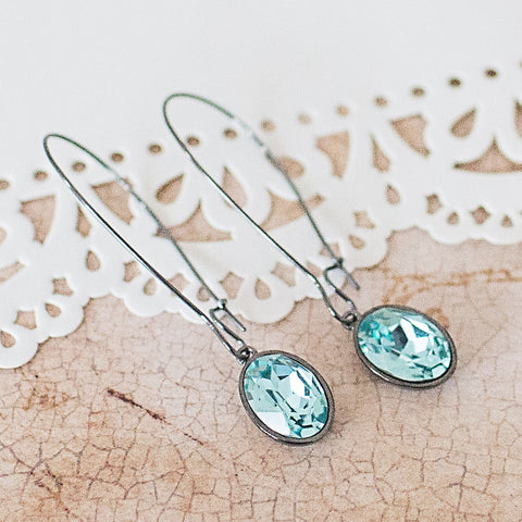 Oval Aqua Threader Earrings