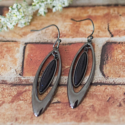 Gunmetal Blue Sand Montana Dangle Earrings