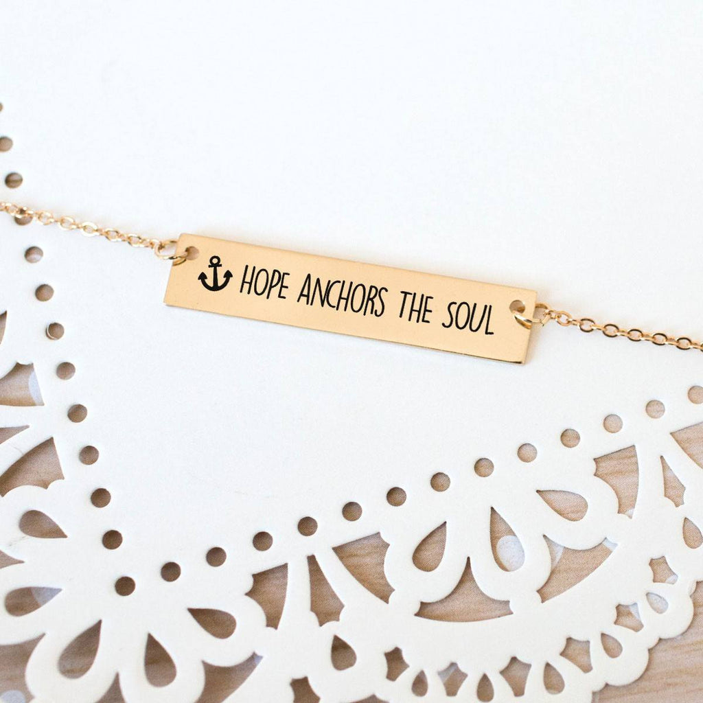 Hope Anchors the Soul Gold / Silver Bar Necklace