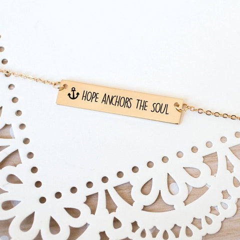 Hope Anchors the Soul Gold / Silver Bar Necklace