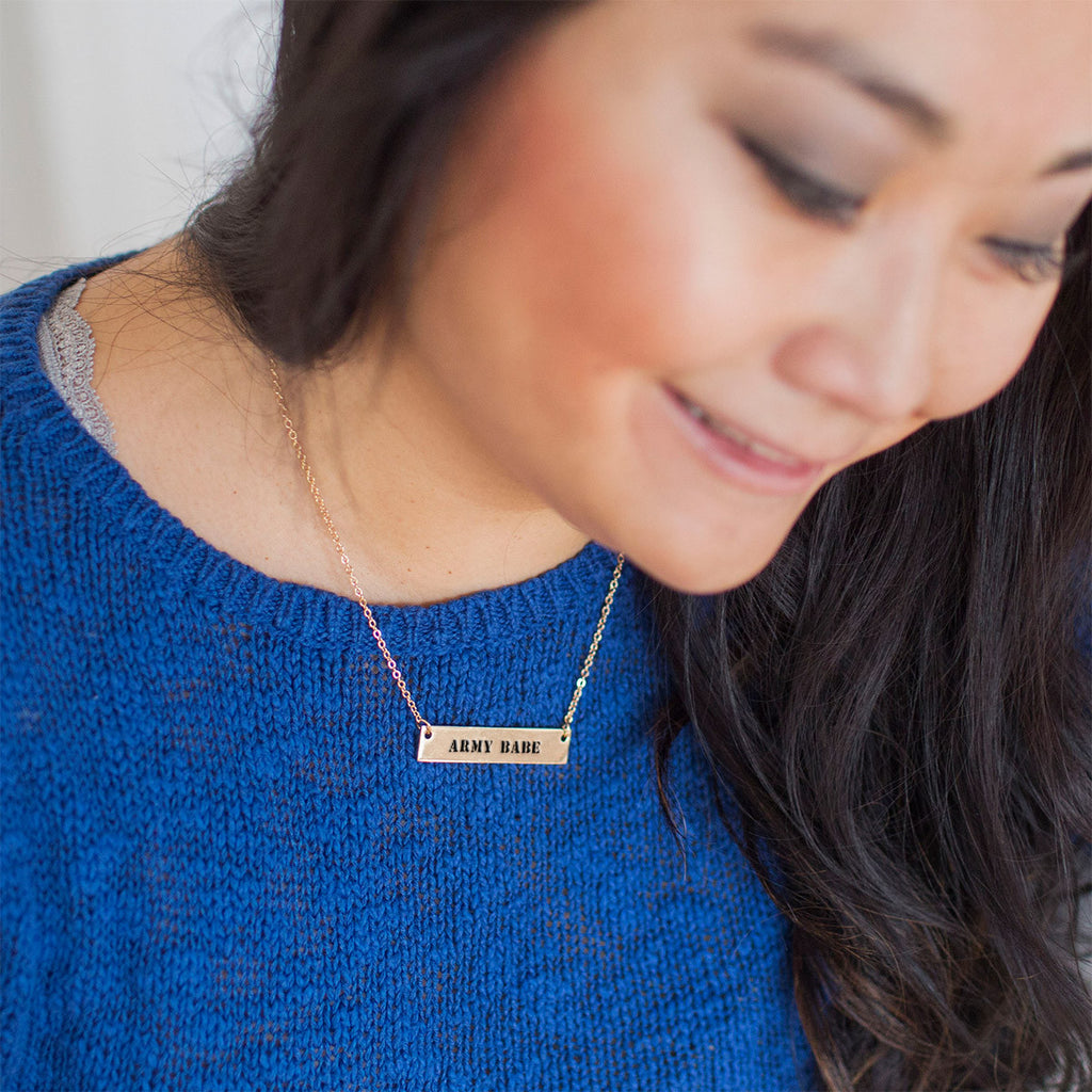 Army Babe Gold / Silver Bar Necklace