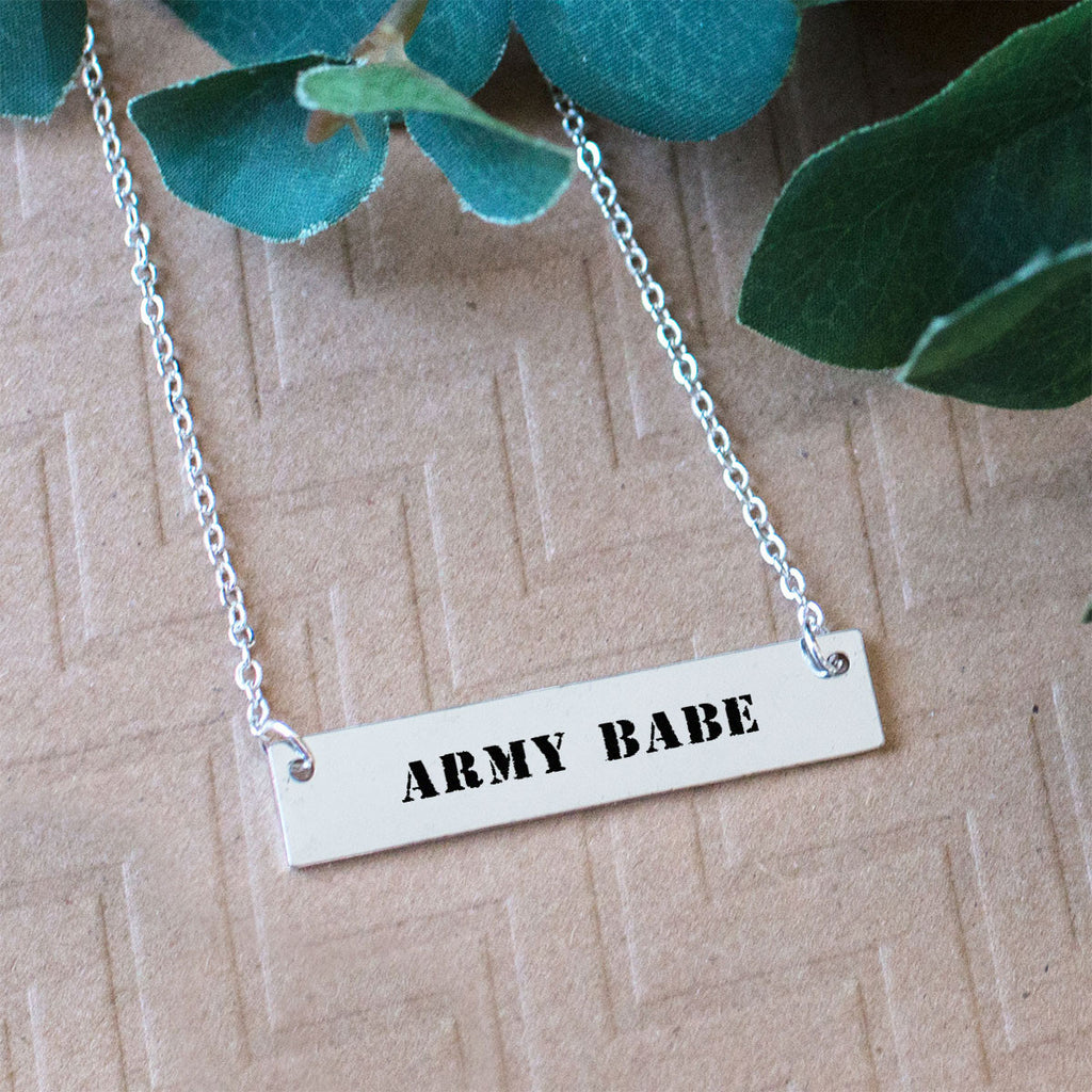 Army Babe Gold / Silver Bar Necklace