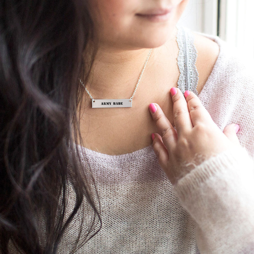 Army Babe Gold / Silver Bar Necklace
