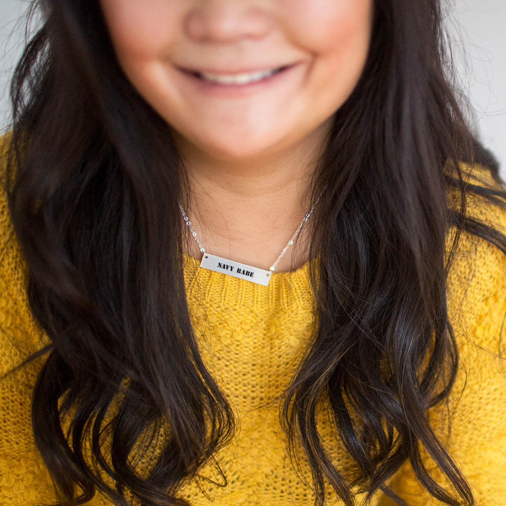 Navy Babe Gold / Silver Bar Necklace