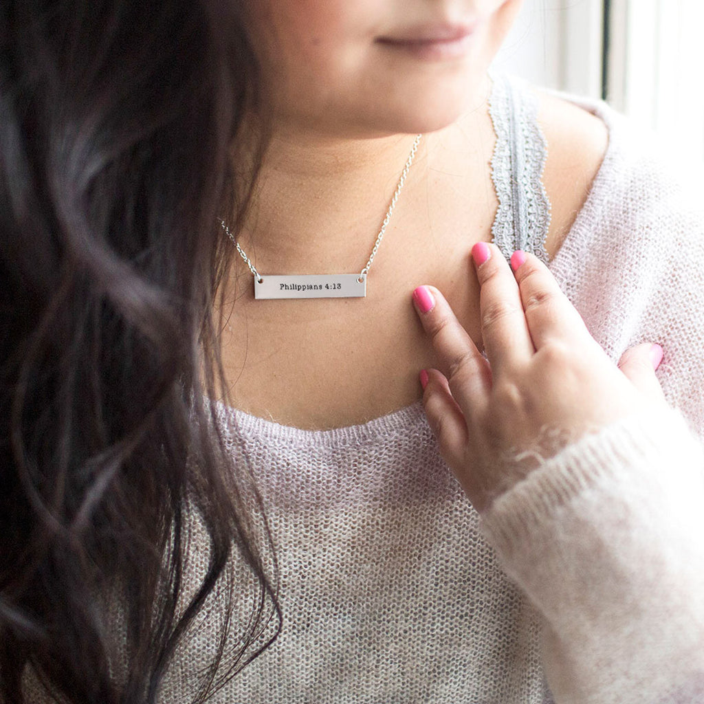 Philippians 4:13 Gold / Silver Bar Necklace
