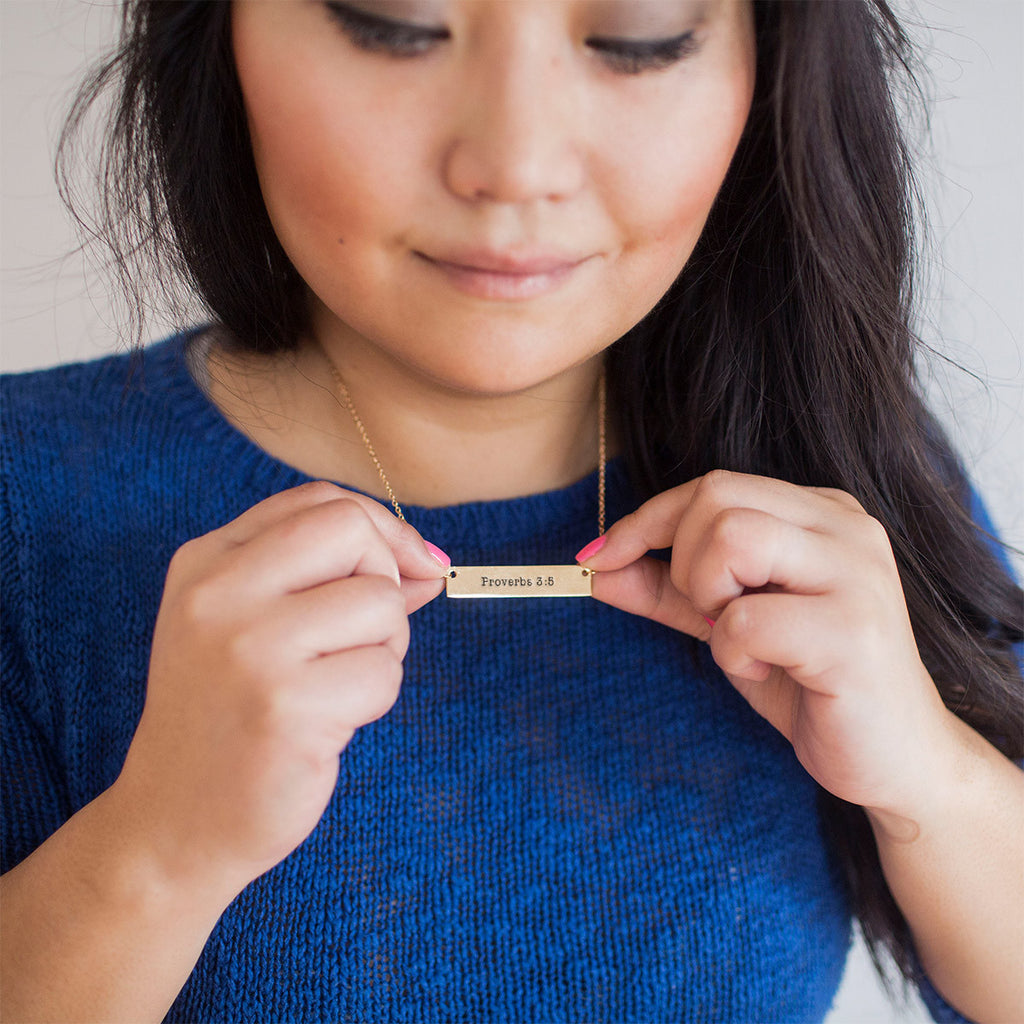Proverbs 3:5 Gold / Silver Bar Necklace
