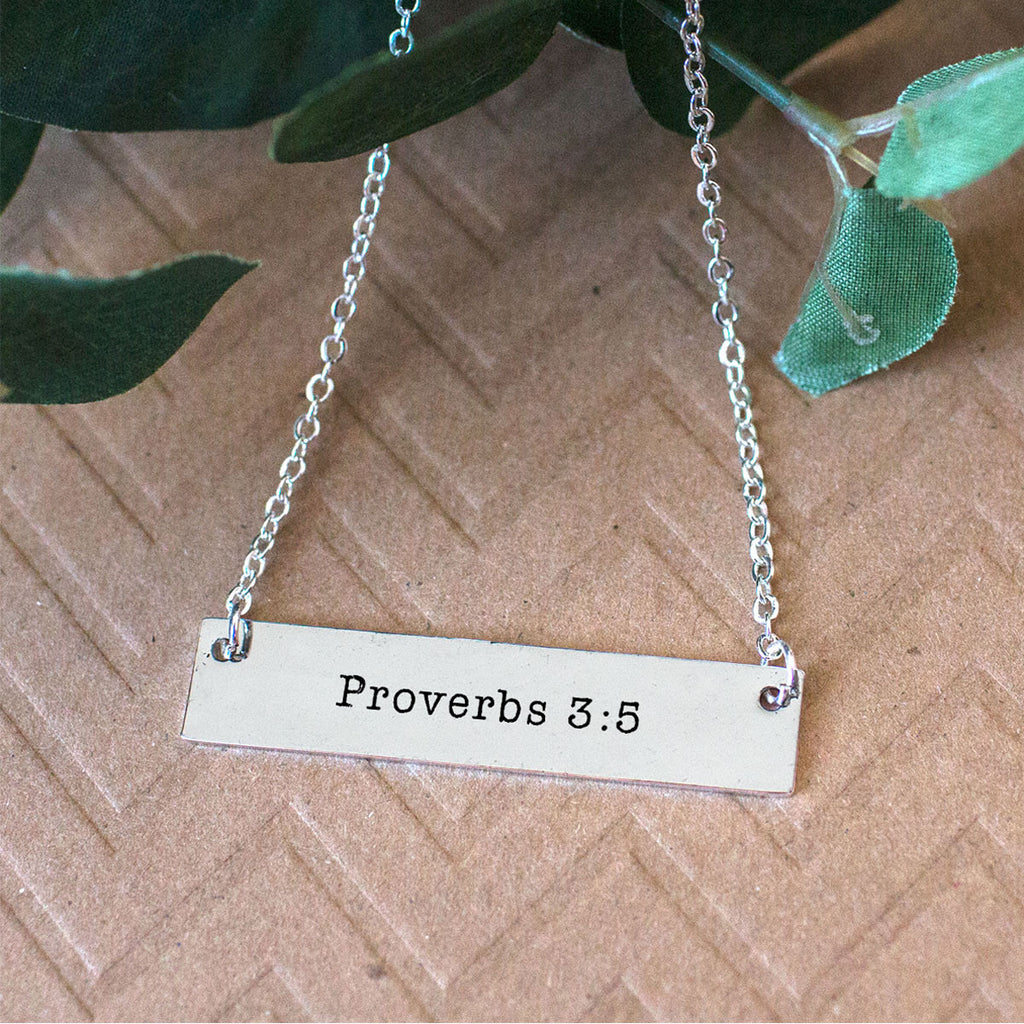 Proverbs 3:5 Gold / Silver Bar Necklace