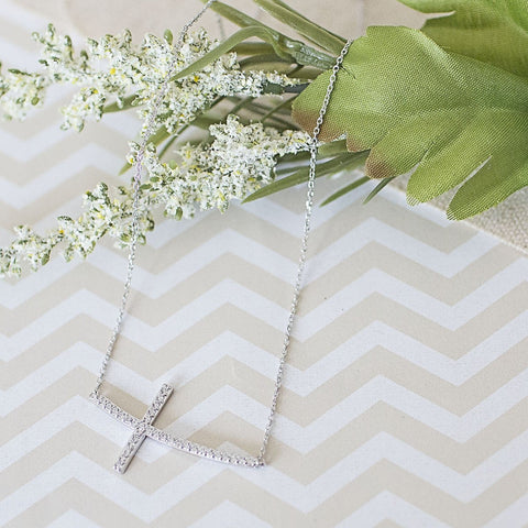 Silver / Gold CZ Cross Necklace