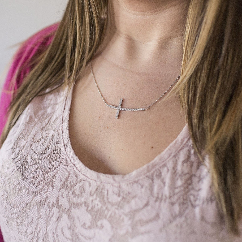 Silver / Gold CZ Cross Necklace