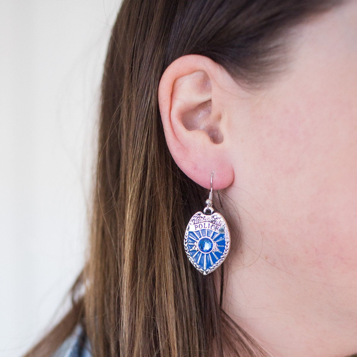 Blue Police Badge Charm Jewelry Collection