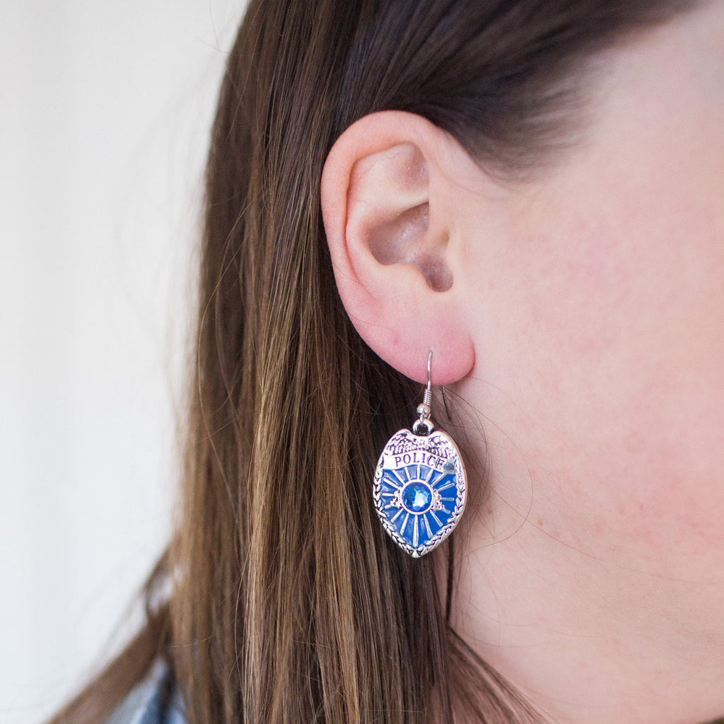 Blue Police Badge Charm Jewelry Collection