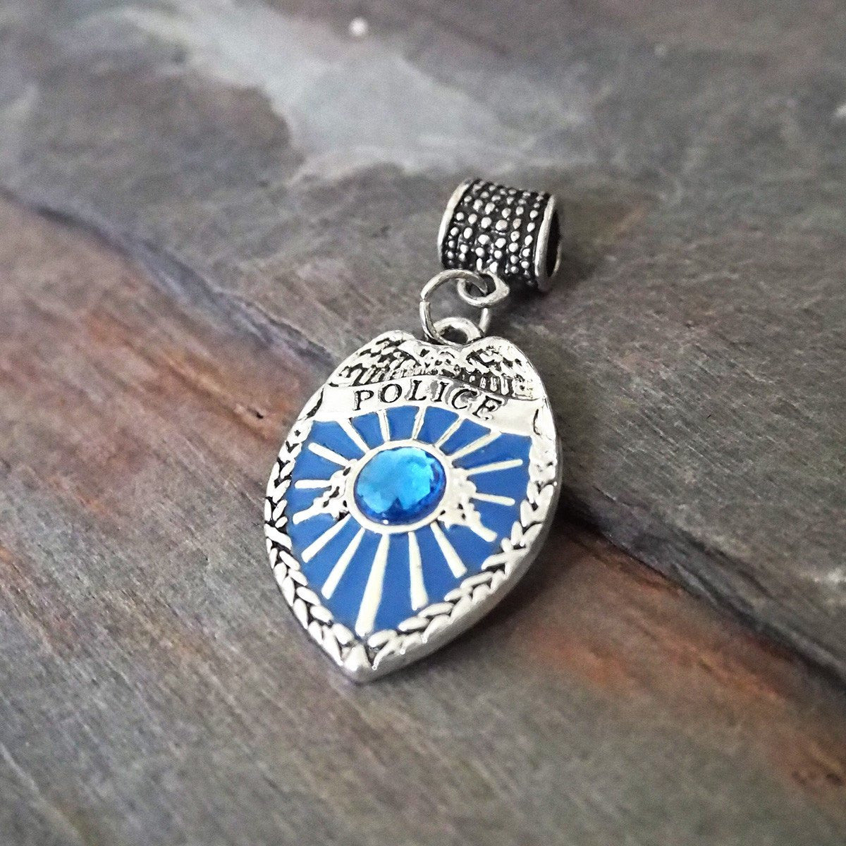 Blue Police Badge Charm Jewelry Collection