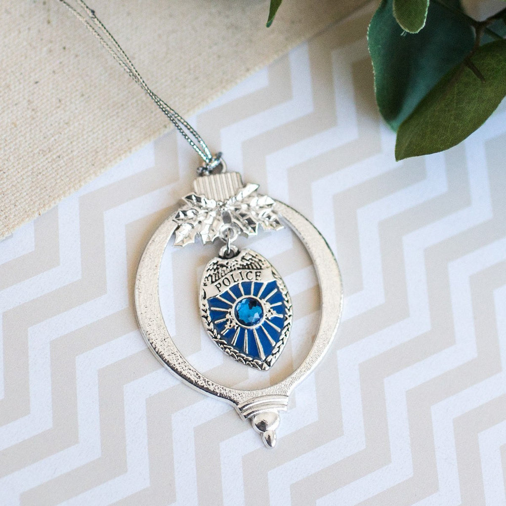 Blue Police Badge Charm Jewelry Collection