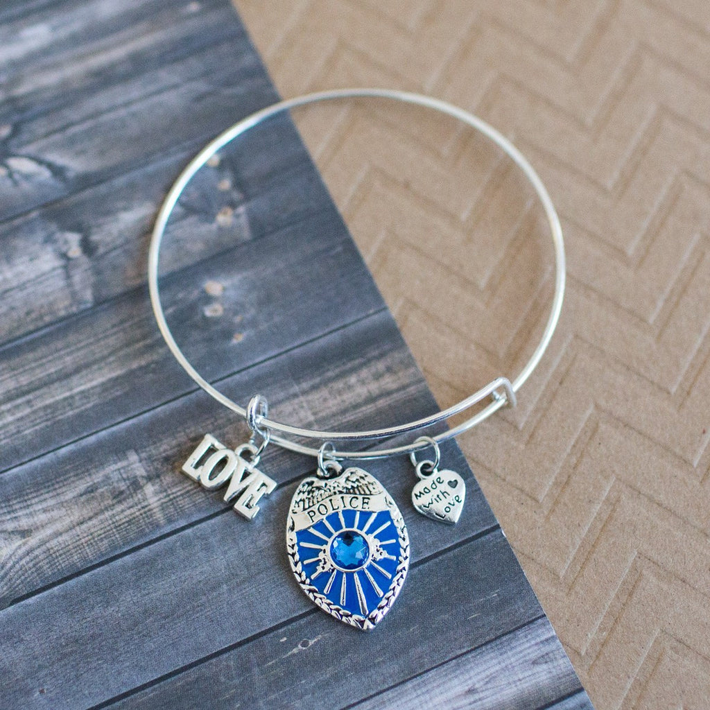 Blue Police Badge Charm Jewelry Collection