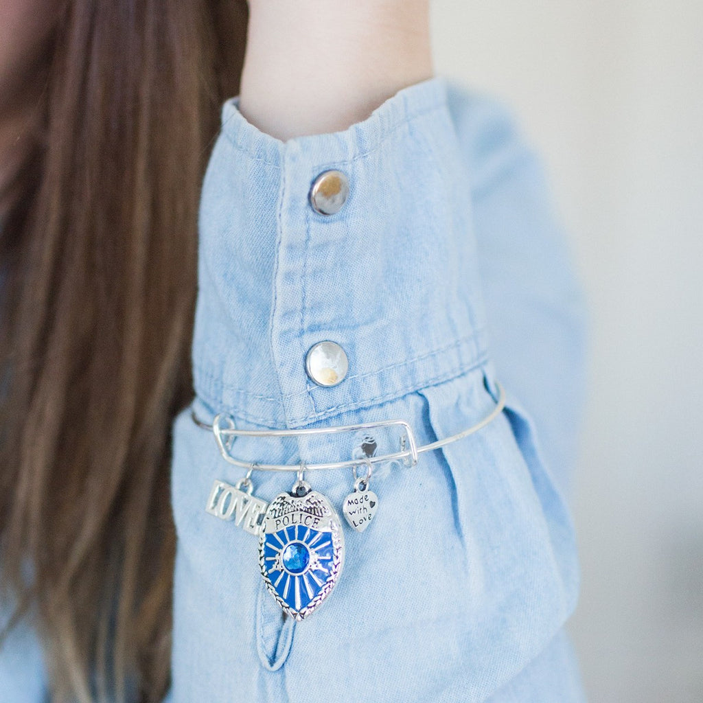 Blue Police Badge Charm Jewelry Collection