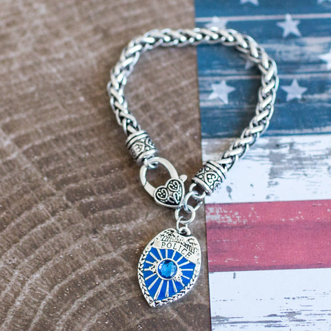 Blue Police Badge Charm Jewelry Collection