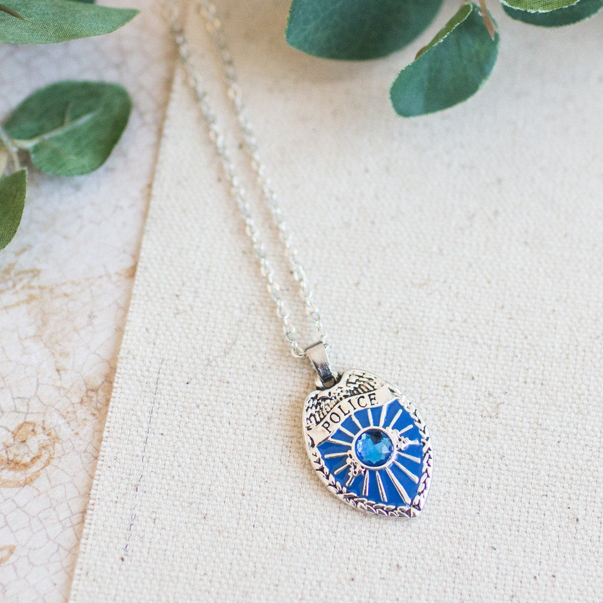 Blue Police Badge Charm Jewelry Collection