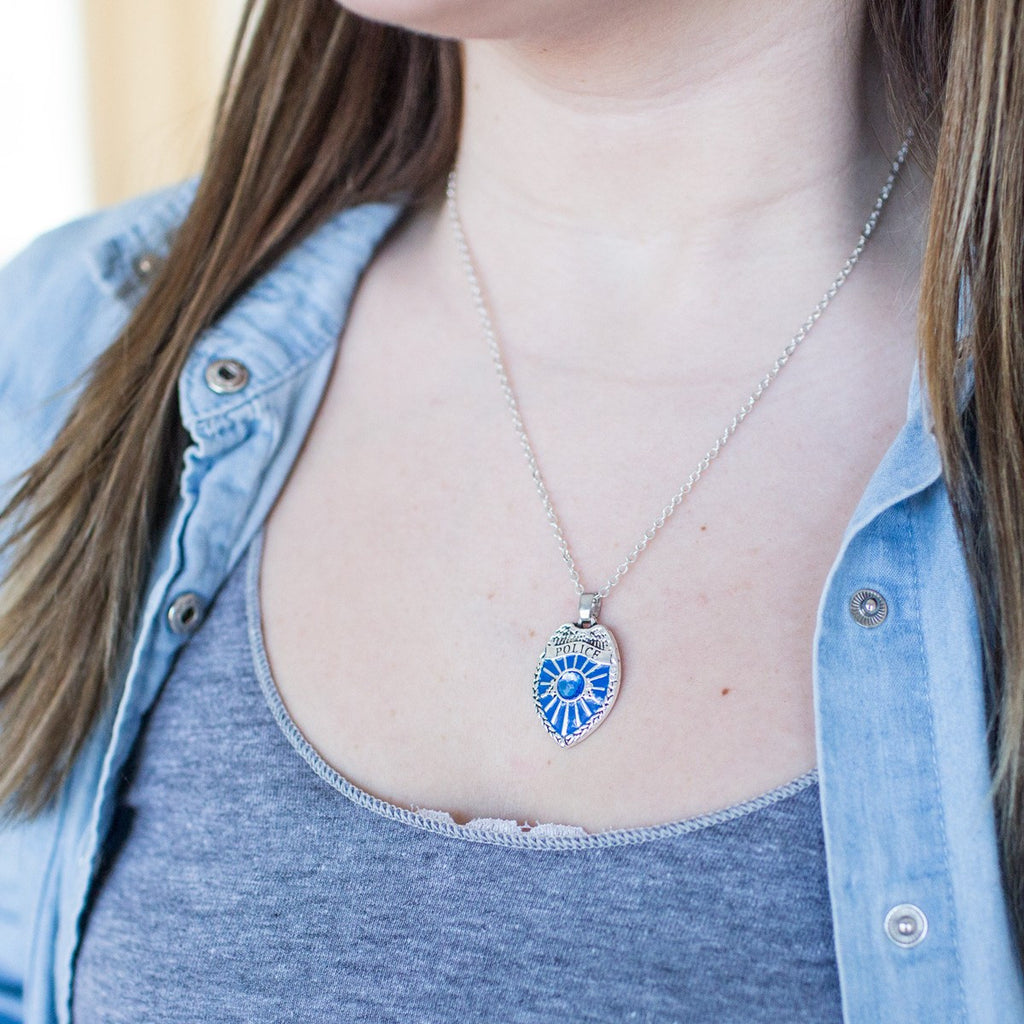 Blue Police Badge Charm Jewelry Collection