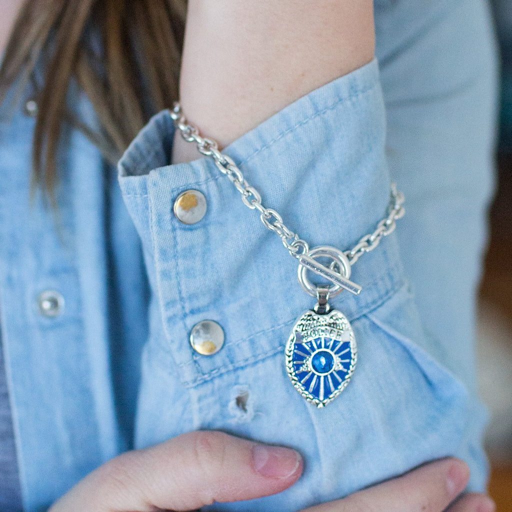 Blue Police Badge Charm Jewelry Collection
