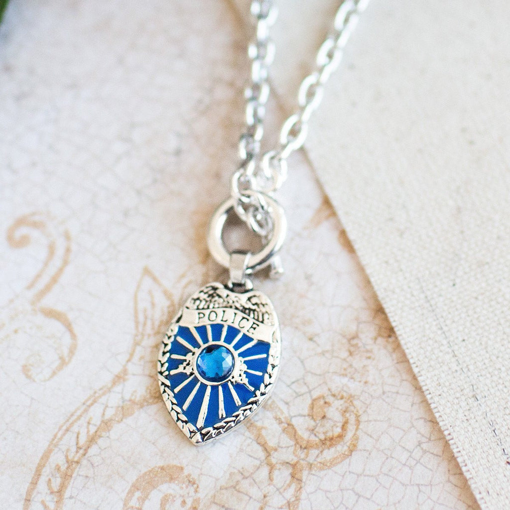 Blue Police Badge Charm Jewelry Collection