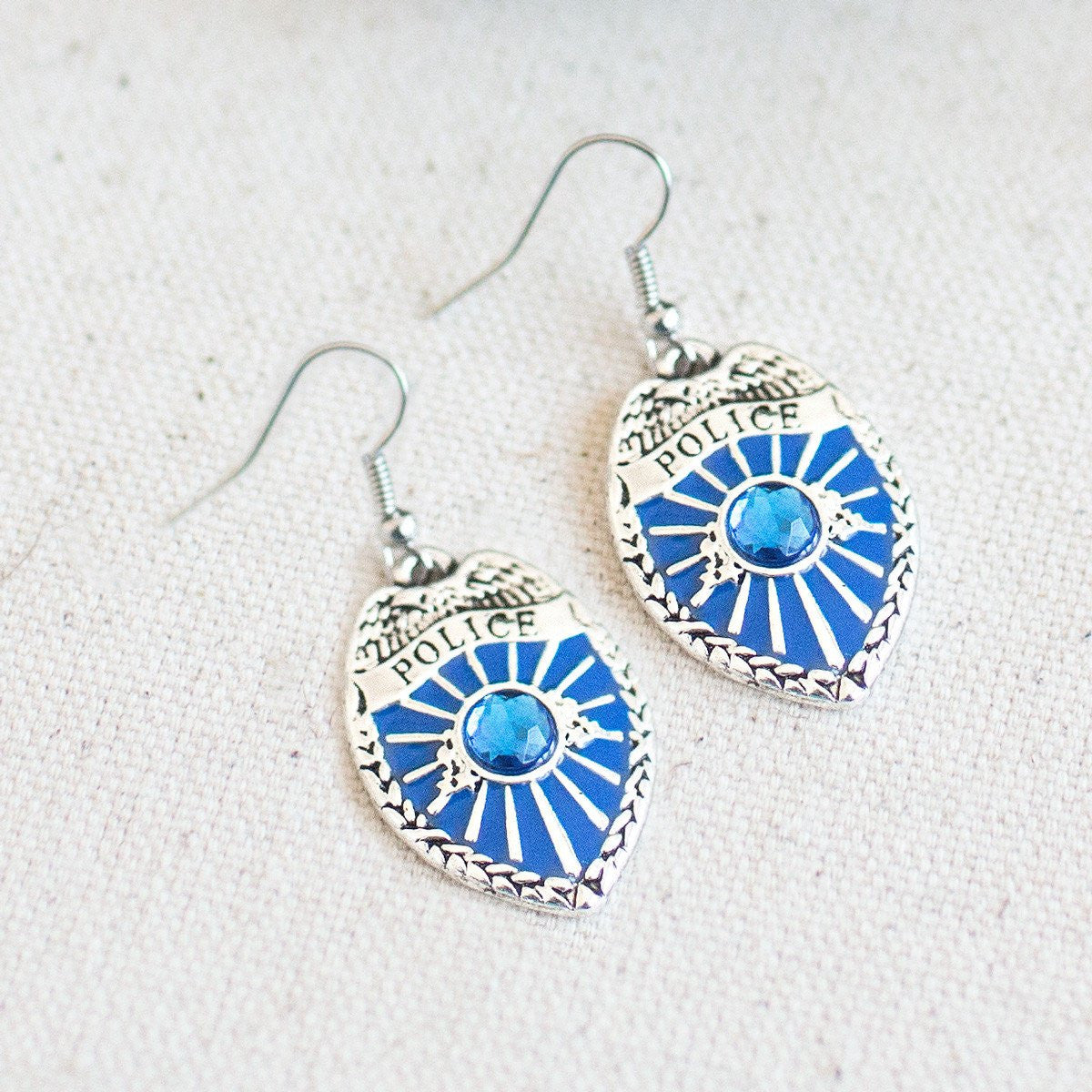 Blue Police Badge Charm Jewelry Collection
