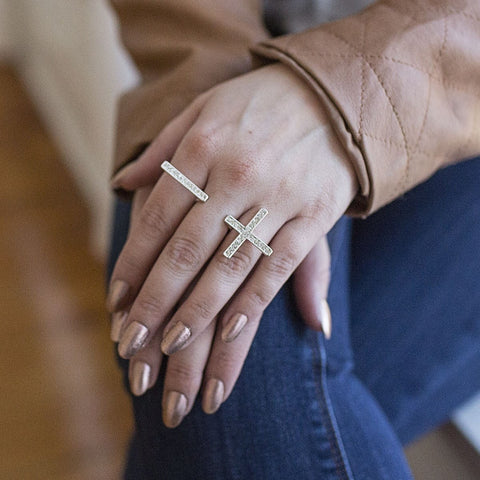 Open Cross CZ Ring