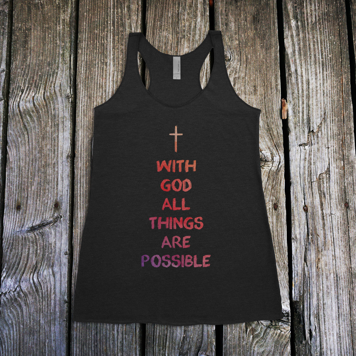 With God All Things Are Possible Ladies Racerback Tank