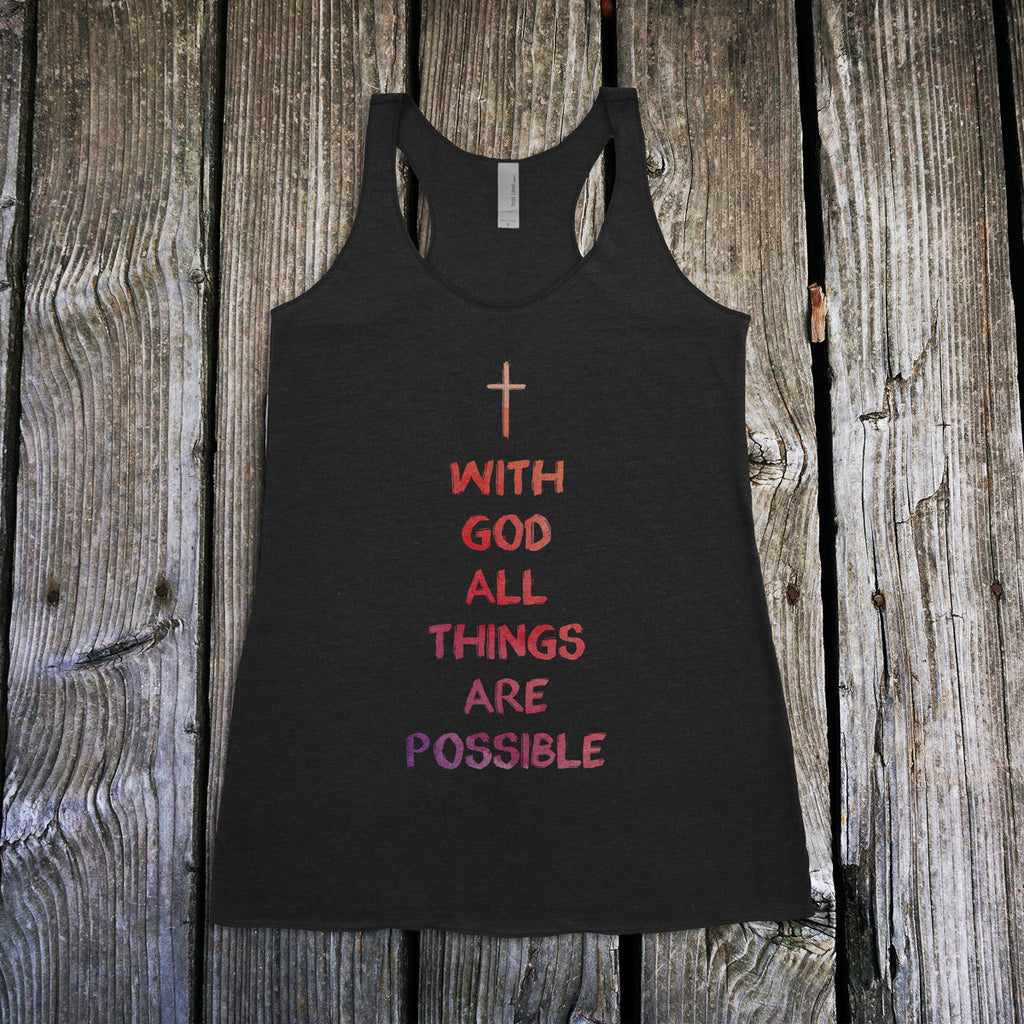 With God All Things Are Possible Ladies Racerback Tank