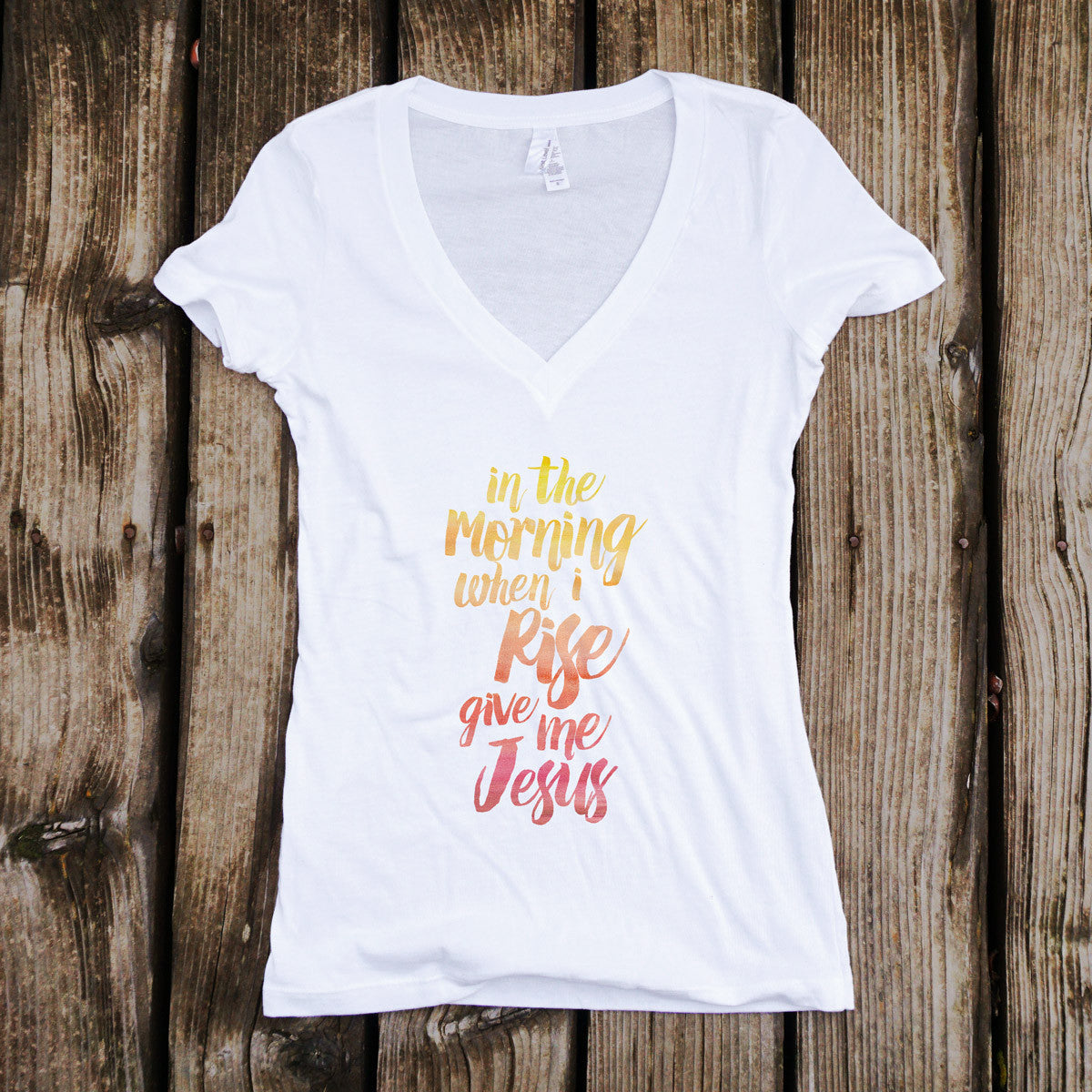 In The Morning When I Rise Give Me Jesus Ladies V-Neck T-Shirt