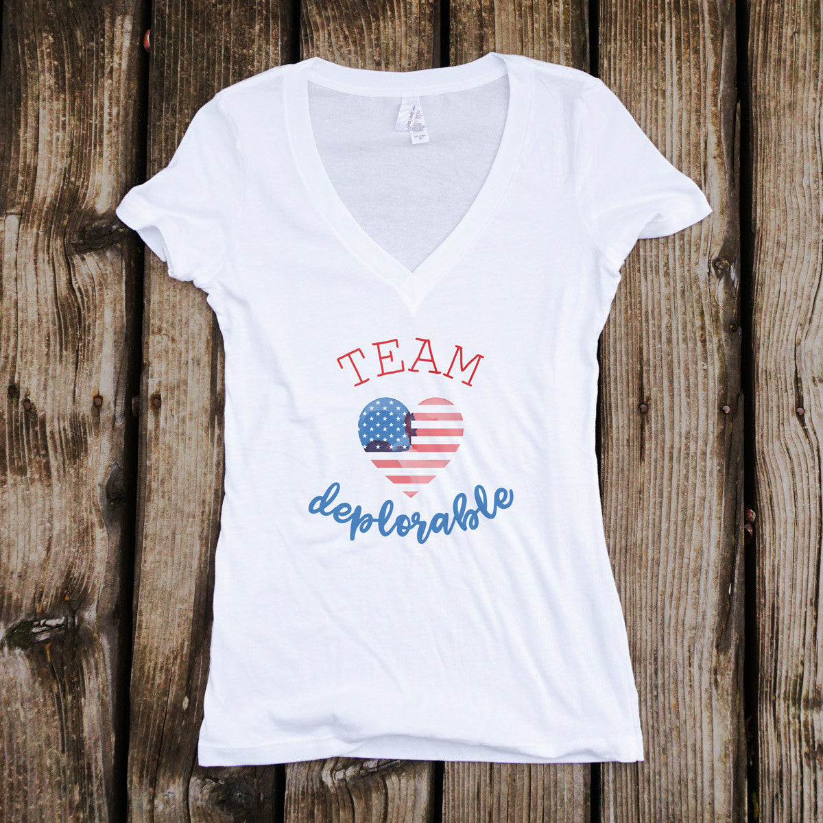 Team Deplorable Ladies V-Neck T-Shirt