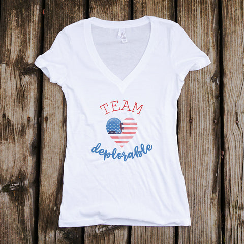 Team Deplorable Ladies V-Neck T-Shirt