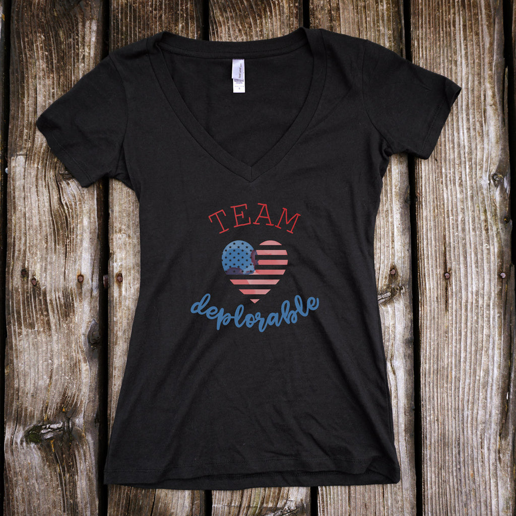 Team Deplorable Ladies V-Neck T-Shirt