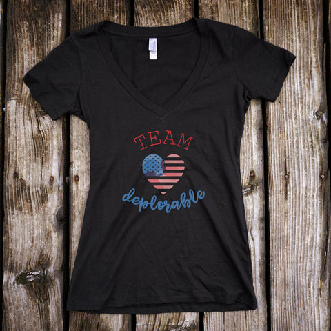 Team Deplorable Ladies V-Neck T-Shirt