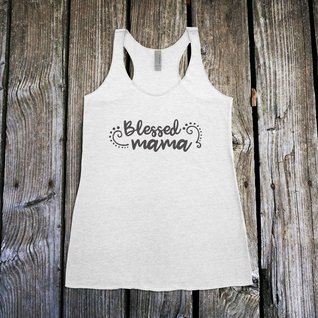 Blessed Mama Ladies Racerback Tank