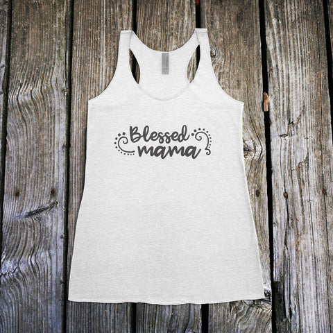 Blessed Mama Ladies Racerback Tank